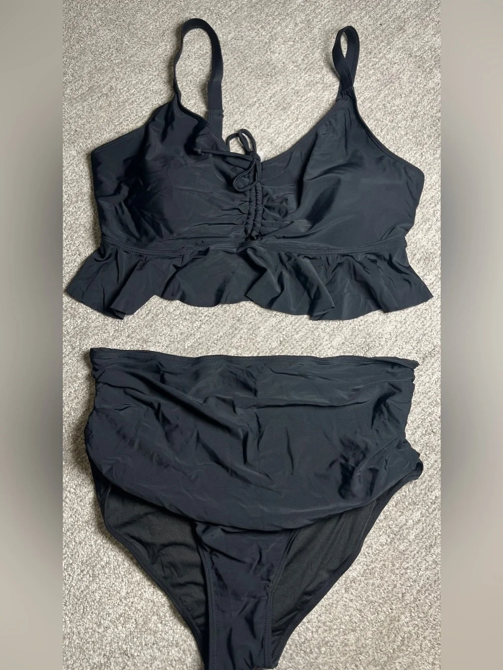 Plus Size Ruffle Bikini Set High Waisted Two Piece Tummy Control 18W. 2936/bb12
